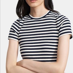 Theory tiny tee in striped rib knit size M